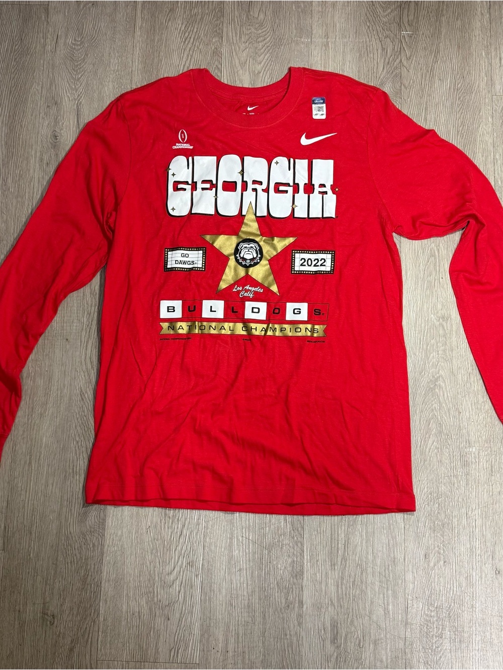 Georgia Bulldogs Nike Long Sleeve Shirt Mens M 2022 National Champions Red